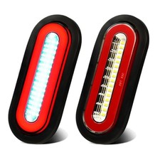 2Pcs 6" Inch Oval 52 LEDs Halo Combination White/Red Trailer lights Stop Turn