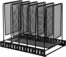 5 Section Vertical Metal Mesh Desk File Organizer Spacing Adjustable Upright