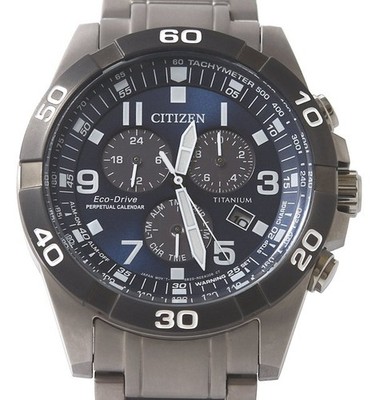 Citizen BL5558-58L Men's Eco-Drive Chronograph Watch Navy Blue Titanium New
