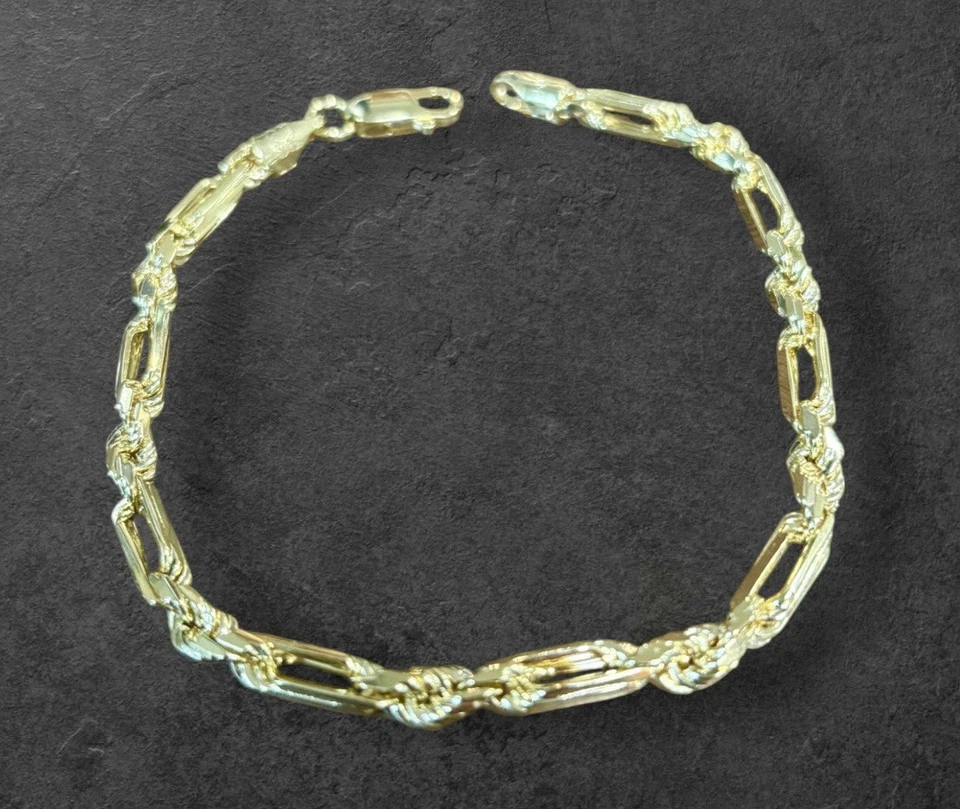 Soporte para hombre sin embalaje de plata de ley enchapado en oro de 5 mm con eslabones Milano G1N Foto 2 de 4