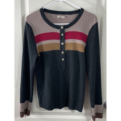 Faherty Mikki Henley Sweater Women's Size XL Organic Cotton Cashmere Blend