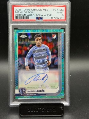 2025 Topps Chrome MLS Manu Garcia Aqua Auto /199 - PSA 9 LOW POP