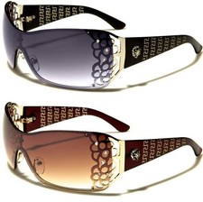 Designer kleo wrap sunglasses oversized rimless shield uv400 ladies womens girls