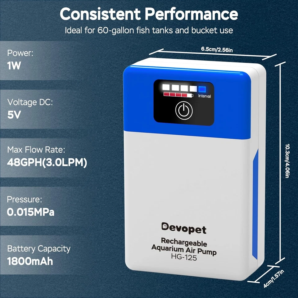 Bomba de aire para acuario alimentada por batería, aireador portátil con cubo de cebo, Fis ultra silencioso Foto 2 de 4