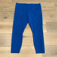 LULULEMON Jet Stream Blue Fast  Free Non-Reflective Nulux Active Leggings Sz 18