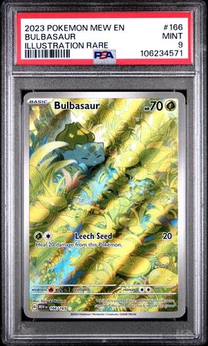 2023 POKEMON MEW EN-151 ILLUSTRATION RARE #166 BULBASAUR PSA 9