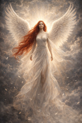 Celestial Angel Fantasy Woman Ethereal Wings Poster Print Framed Canvas Wall Art