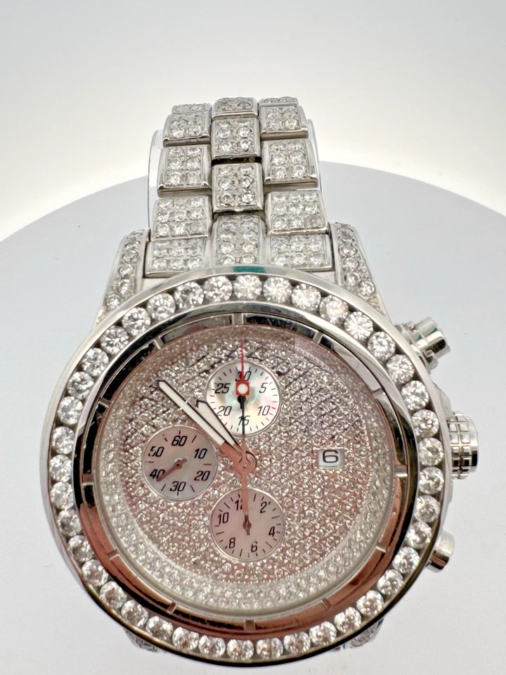 Breitling Super Avenger 48mm Iced Out Diamonds Steel Men's Watch A13370 - READ! - Image 2 of 4