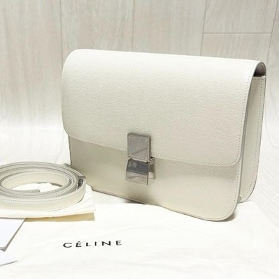 CELINE Classic Box Bag Medium Shoulder Bag White
