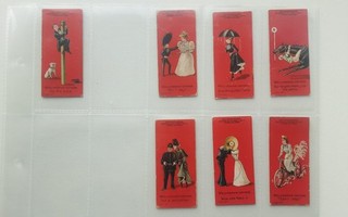 5 x Well Known Sayings Cigarette Cards by Clarke 1900 . Fair/ good condition.