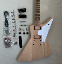 DIY Haze DKE 1958 Explorer Electric Guitar Kits 22Fret Mahogany Body HH Pickups