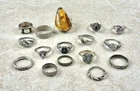 Lot Of 16 Vintage Sterling Silver Rings Sizes 3-11 Weight 60g