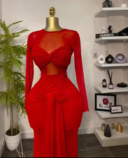 Sexy Women Mesh Sheer Long Sleeve Maxi Bowknot Party Dress 2026 Free Ship USA