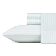 Laura Ashley Twin Cotton Sateen Bed Linen Set Blue White 300 Thread Count