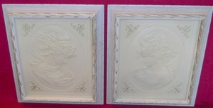 Vintage Pair Turner Wall Victorian East/West Wind Collection 3d Cameo Portraits
