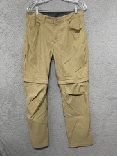Eddie Bauer Convertible Tech Pants Men’s Size 34 x  32 Beige Zip Off Hiking