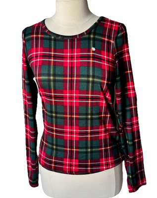 Lucky Brand M Red/Green Plaid Top Sleepwear Loungewear Top Soft & Stretchy NWOT?