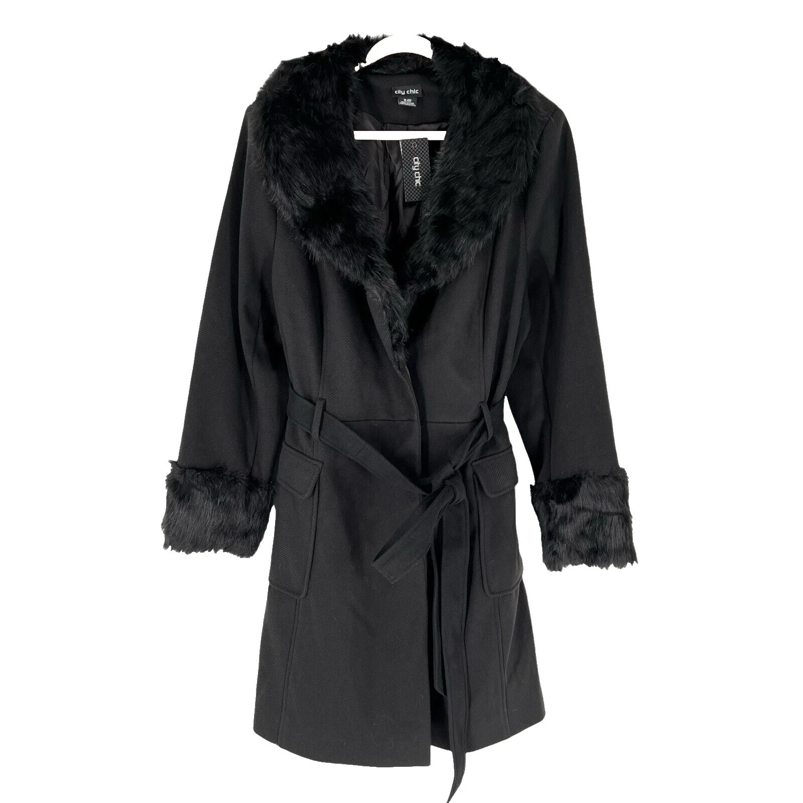 Abrigos sólido negro City Chic, chaquetas y chalecos para Mujeres