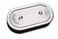 Edelbrock Pro-Flo Oval Air Cleaner 13.5in x 7in Dual Carb Chrome
