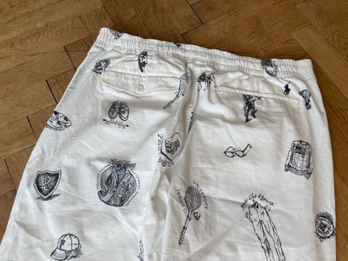 Polo Ralph Lauren Tiger Varsity Full Print White Casual Pants L - Picture 10 of 11