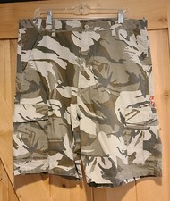 New Wrangler Cargo Shorts Mens 36 Brown Camo Relaxed Fit Camouflage tech Pocket