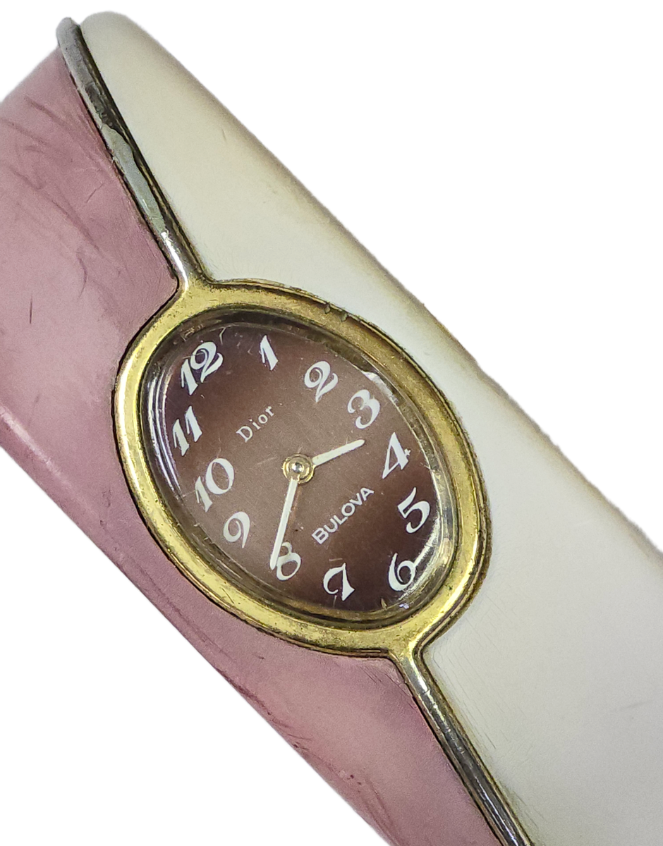 RARE CHRISTIAN DIOR WATCH by BULOVA BAKELITE HINGED BANGLE RARE CHRISTIAN DIOR WATCH by BULOVA BAKELITE HINGED BANGLE
