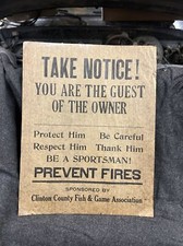 RARE Clinton County PA Fish Game Association Poster Prevent Fires Take Notice RARE Clinton County PA Fish Game Association Poster Prevent Fires Take Notice - Image 1