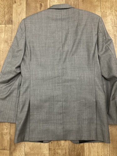 Chaqueta Blazer TM Lewin para hombre gris 100 % lana forrada de pecho único 38R A88 - Imagen 7 de 12