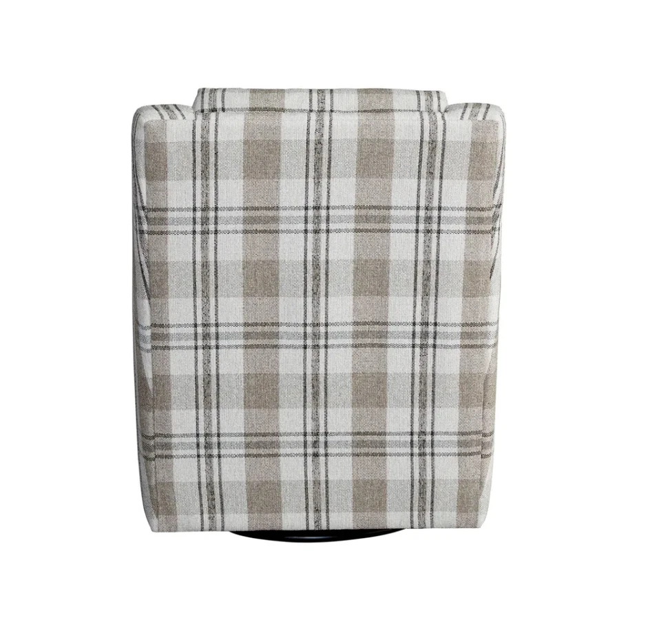 NWOB Flexsteel Murph 1042 Fabric Swivel Chair | M0SW - 1635272 | Tan Plaid - Image 4 of 4