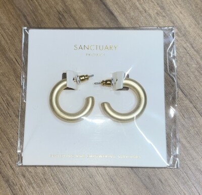 Sanctuary Project Earrings Matted Brushed Gold Tone Small Hoop