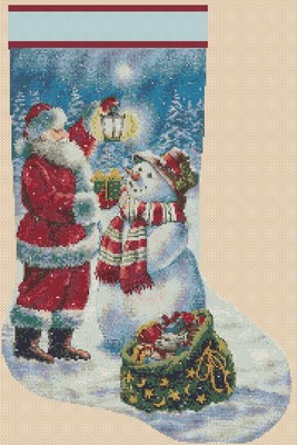 Natalizi Babbo Natale Punto Croce Schemi Gratis.Babbo Natale E Pupazzo Di Neve Calza Punto Croce Kit Completo No 4 15 Ebay