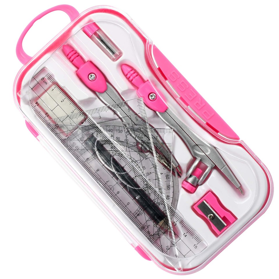 Math Geometry Kit Sets 10 Piece Student Supplies with Shatterproof