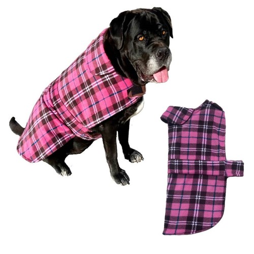 Large Dog Coat Pink Check Fleece 5XL 