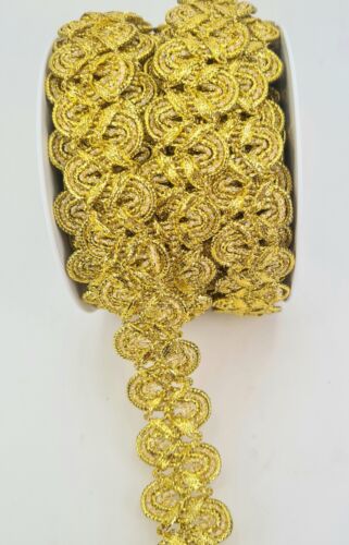 Lurex Braid With Scalloped Edge Width 25mm Gold or Silver - Picture 2 of 10