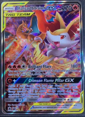 FULL ART Charizard & Braixen GX Tag Team ULTRA RARE Promo SM230