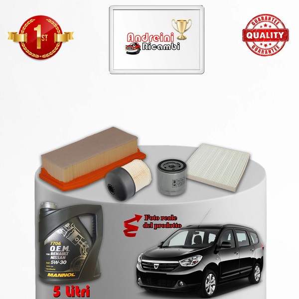Set Service 4 Filter Und ÖL Dacia Lodgy 1.5 Diesel 70KW 95CV Von 2018--image