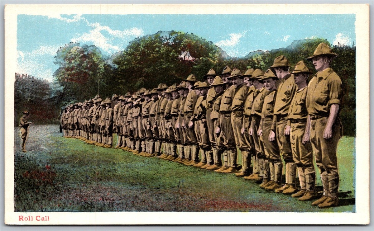 Vtg Military Army US Soldiers Roll Call Drill 1910s WWI Era