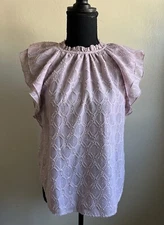 NET  LOFT Blouse Women XS Petite Pink Flutter Sleeve Blouse #A5