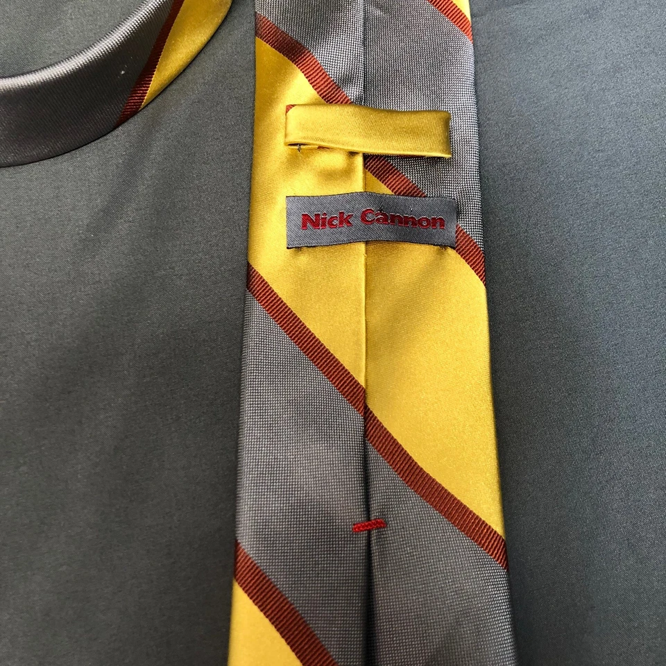 Серебряный и золотой цвет блок галстук красный диагональный штамп бизнес Nick Cannon 62 «L 3» W - Изображение 4 из 4