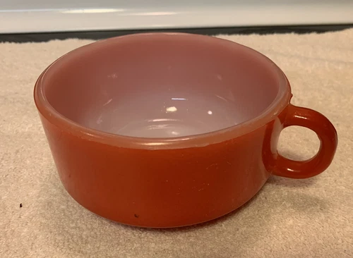 Vintage Glasbake Soup Mug Cup Red MCM J-2711