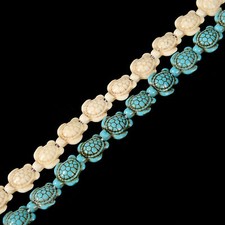 Blue or White Howlite Turquoise Turtle Beads 15x18mm 15.5" Strand