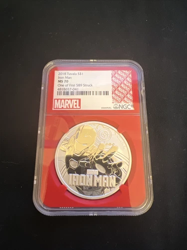 2018 Tuvalu Marvel Iron Man 1 oz Silver Coin NGC MS70 One Of The First Struck
