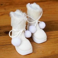 1/4MSD 1/3SD BJD Doll Shoes Plush Ball Short Boots White / Black Sweet AOD DOD