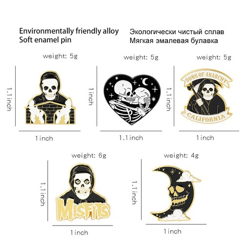Funny Horror Lapel Brooch Pins Punk Skeleton Skull Enamel Bag Badge Gifts ต - Picture 7 of 56