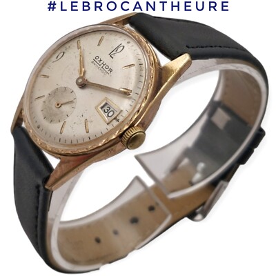Montre Calendographe Vintage DIFOR (cal. Lorsa 238C) - Révisée Par Horloger - Boîtier Plaqué Or, Bracelet Cuir