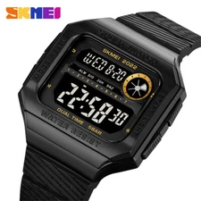 SKMEI Men's Sport Quartz Watch LED Digital Silicone Band Rectangle Countdown