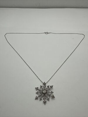0,005 Karat natürlicher Diamant Schneeflocke Anhänger Halskette massiv 925 Sterlingsilber