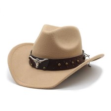 Wide Brim Western Cowboy Outdoor Hat Cowgirl Wool Blend Cap for Men Women Party