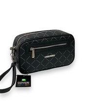 Pochette Uomo Donna Unisex Coveri World Pochette a mano con manico nero marrone