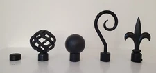 PER PIECE Black Finial for 1" iron drapery curtain rod window treatment